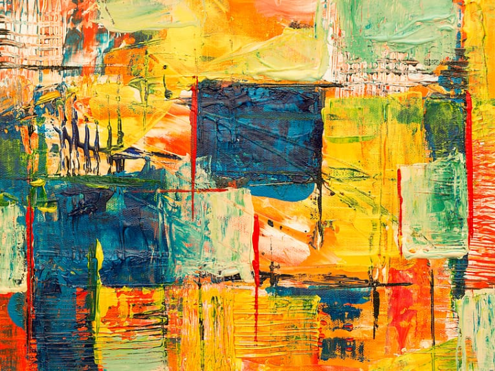 cuadro abstracto flores pintadas a mano sobre tela 90x120cm w669